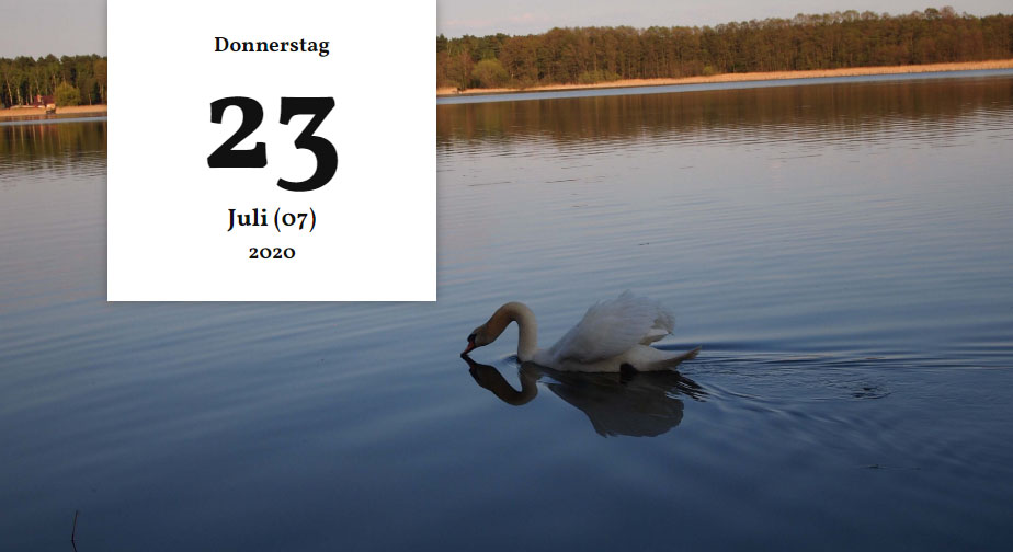 Screenshot von der Tageskalender Seite